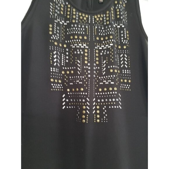 BCBGMaxAzria  Danna Top Black Semi Sheer w/Brass & Silver Studs Womens Size S - Picture 6 of 10